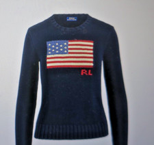 Polo Ralph Lauren USA American Flag Knit Navy Sweater Large L