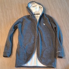 Abercrombie Kids Gray Hooded Full Zip Fleece Jacket w/ Pockets 15/16
