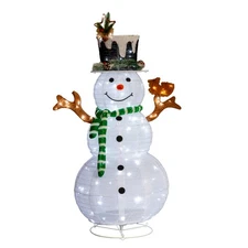 Christmas Lighted Snowman and Squirrel 4 FT for In/Outdoor Holiday Decoration