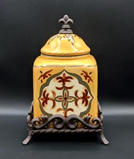 Artimino Sienna Canister w/ Metal Caddy Stand - 10.5" T on stand