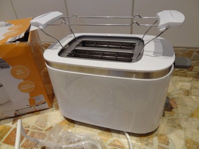Quigg THT-8018 Design Doppelschlitz Toaster  750W Brotaufsatz weiss