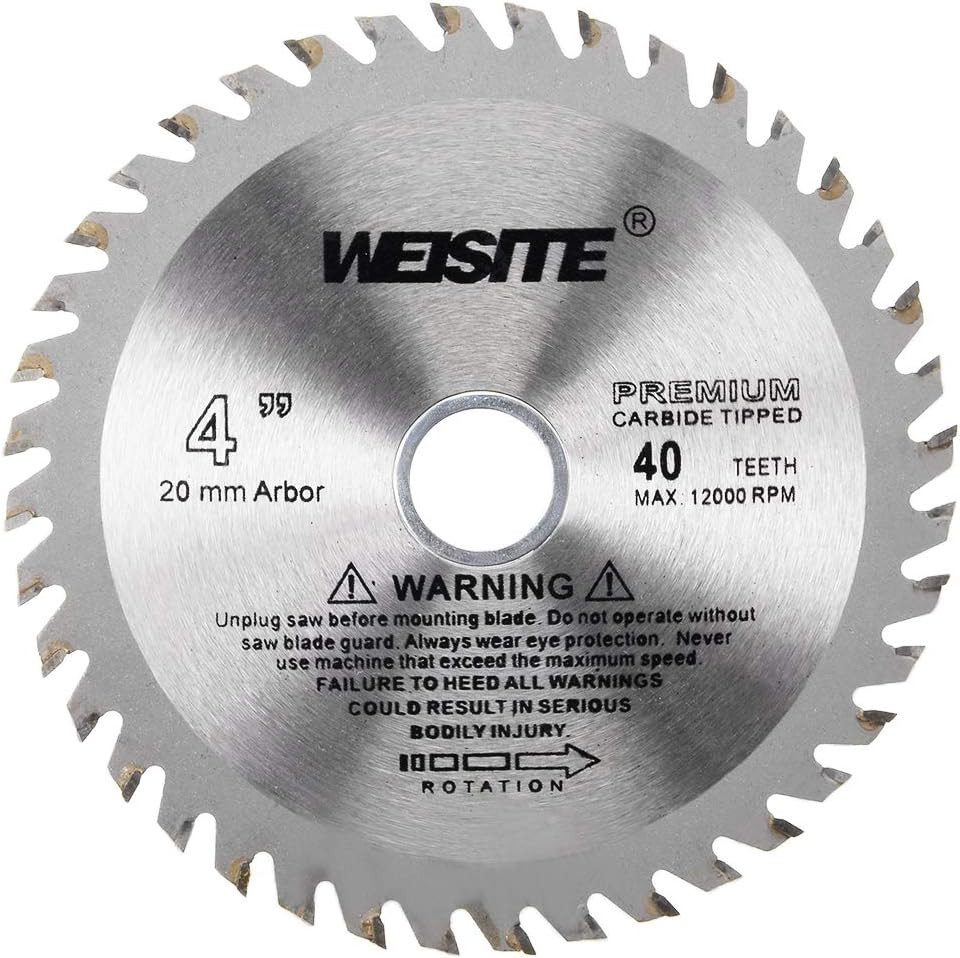 4" (109Mm) Circular Saw Blade, 40T 5/8" Arbor, Wood Tungsten Carbide Tipped (TCT