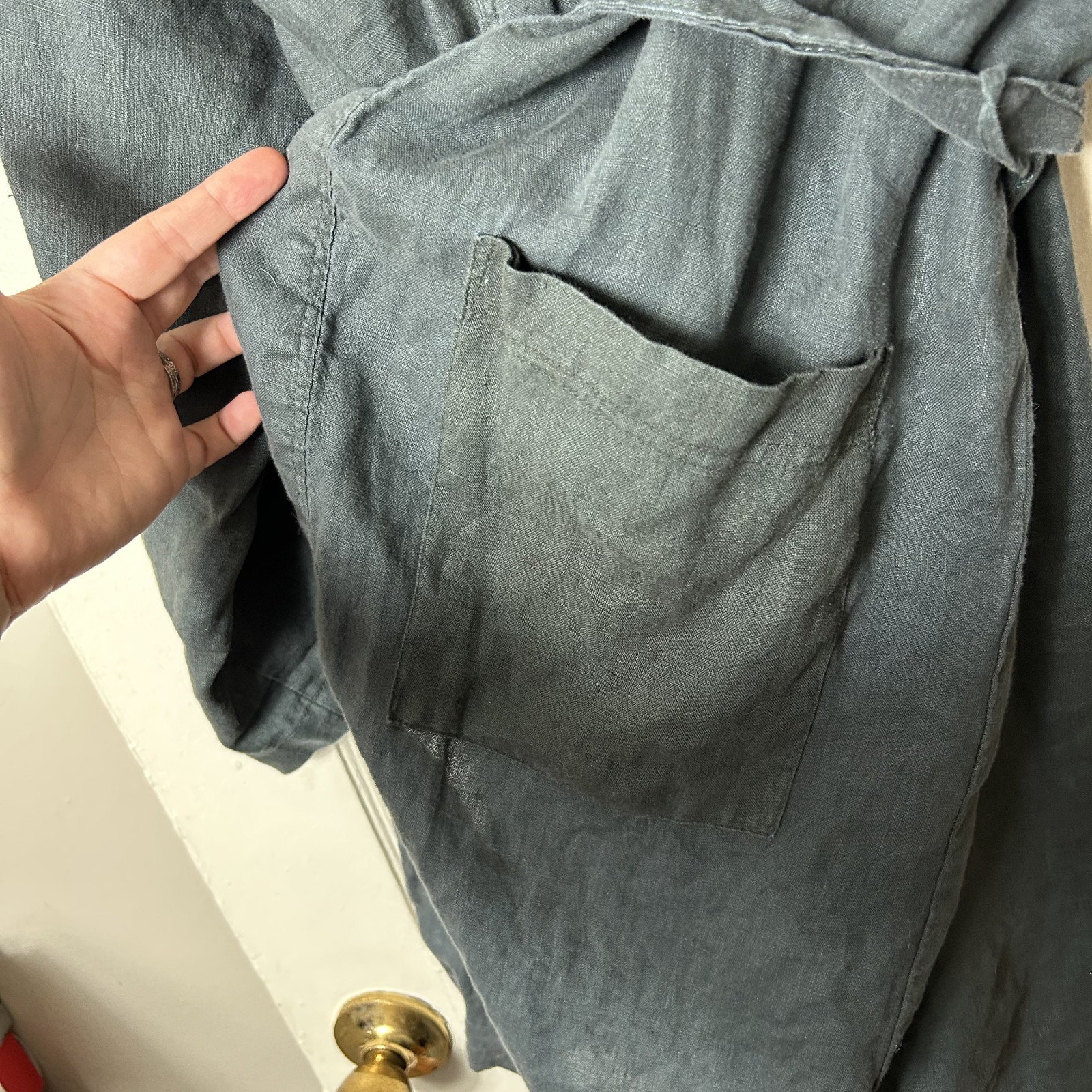 Threads by Bed threads gray 100% linen belted rob… - image 6