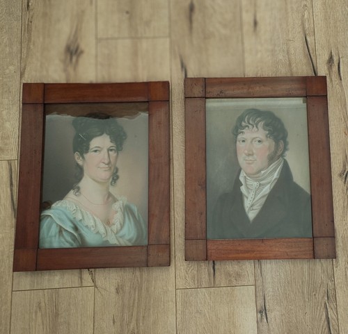 Paar Biedermeier Portraits Oberbürgermeister Kroszewski Guttstadt Ostpreußen