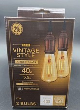 2 Pack GE Lighting LED Vintage Style Warm Amber Glass 40 Watt ST19 Medium Base