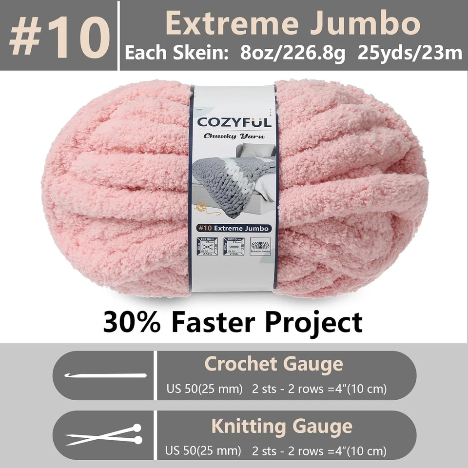 Pink Chunky Chenille Yarn 8 Pack - Super Bulky 25 yds - Image 4 of 4