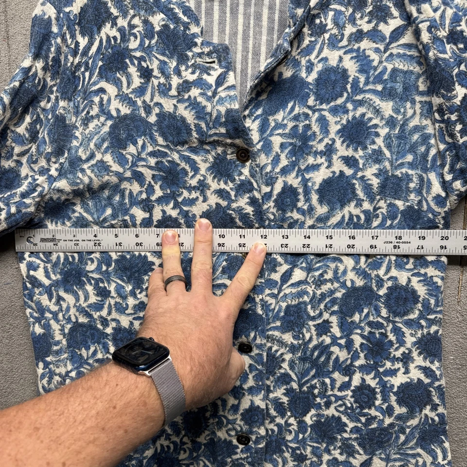 Blazer feminino J Jill Boho artístico azul floral brocado jaqueta de algodão topper grande - Imagem 4 de 4