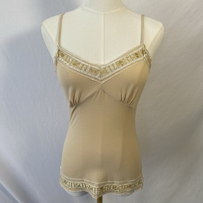 International Newport Group Beige Y2K Fairy Sequin Cami Tank Top Size Small