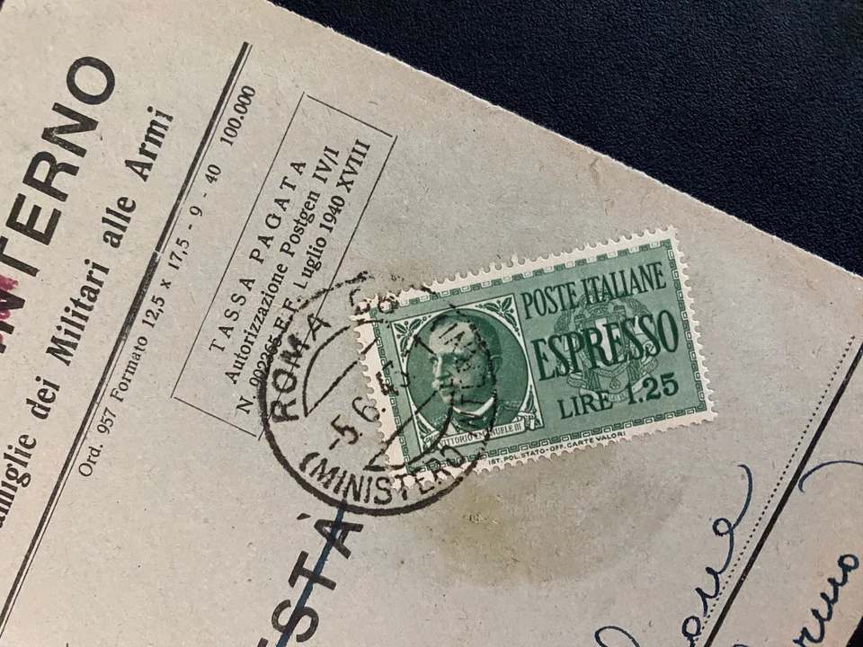 Italy WWII 1940 Ministry of Interior Cover – Espresso Stamp, Roma, Corleone - Image 4 of 4