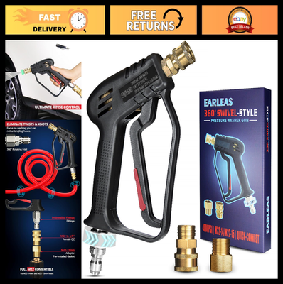 #ad #ad Heavy Duty Short Pressure Washer Gun 4000 PSI Anti Tangle Swivel 1 4quot; QC Out $40.99