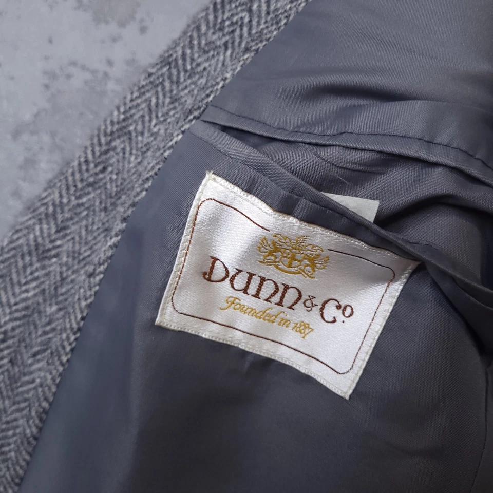 Dunn & Co Harris Tweed Blazer Men's 36S Grey Wool Herringbone Jacket - Image 4 of 4