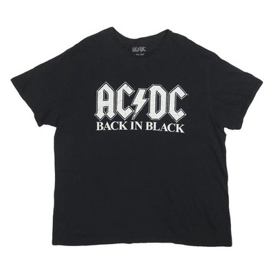 ACDC Damen Back In Black Grafik T-Shirt Schwarz 2XL Kurzarm Rundhals Rock