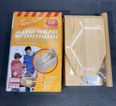 Red Toolbox Classic Toolbox Kit Level 1 Kids Carpentry Set Wooden Tool Box 8+