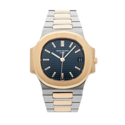 Patek Philippe Nautilus Steel Gold Auto 37mm Blue Dial Watch 3800/1JA-015