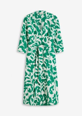 Hemdkleid mit Blumenmuster Gr. 50 Weiß Mint Geblümt Midi Freizeitkleid Neu