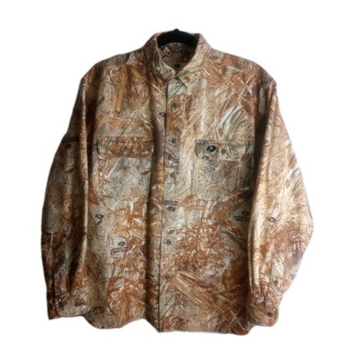 Mossy Oak Men's Large Button Up L/S Shirt Duck Blind Pattern Camo Silent Stalker