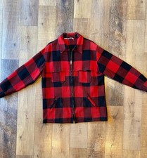 Vintage WOOLRICH USA Men  s Large Red Buffalo Plaid Wool Cruiser Jacket 1970s