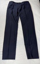 VALENTINO Men's Wool Mohair Pleated Dress Pants Trousers Navy Blue EU 48 US 32