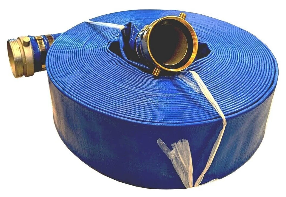 Manguera de descarga plana reforzada de PVC de 2" x 100' | 70 PSI | Lug de pasador de aluminio Foto 4 de 4