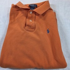 Polo Ralph Lauren Boy's L 16/18 Long Sleeve Pullover Orange Shirt Rugby Hiking