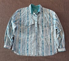 Vtg Roper Rodeo Teal Western Shirt Men's L Bright 90s Southwest Aztec Acid Denim