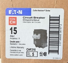 Eaton CHF215 (Box of 5) CH 15A 2 Pole Circuit Breakers 120/240V