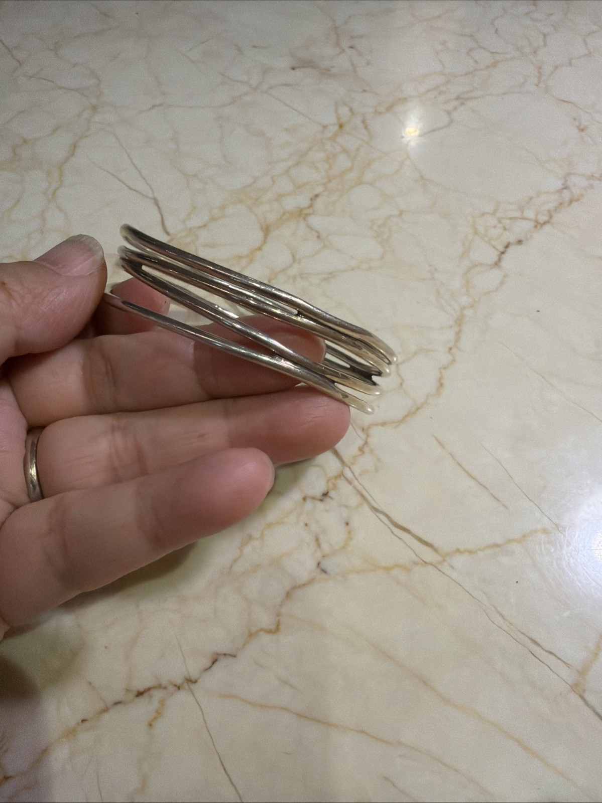 Vintage Sterling Silver Multi-loop Cuff Bracelet - image 6