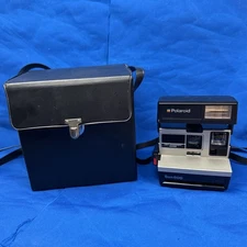 Vintage Polaroid Land Instant Camera Sun 600 LMS w/ Strap And Case *READ*