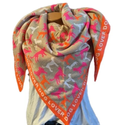 Zwillingsherz Schal Tuch Damen Modell Dog Lover Damen Strick beige (8 703) NEU