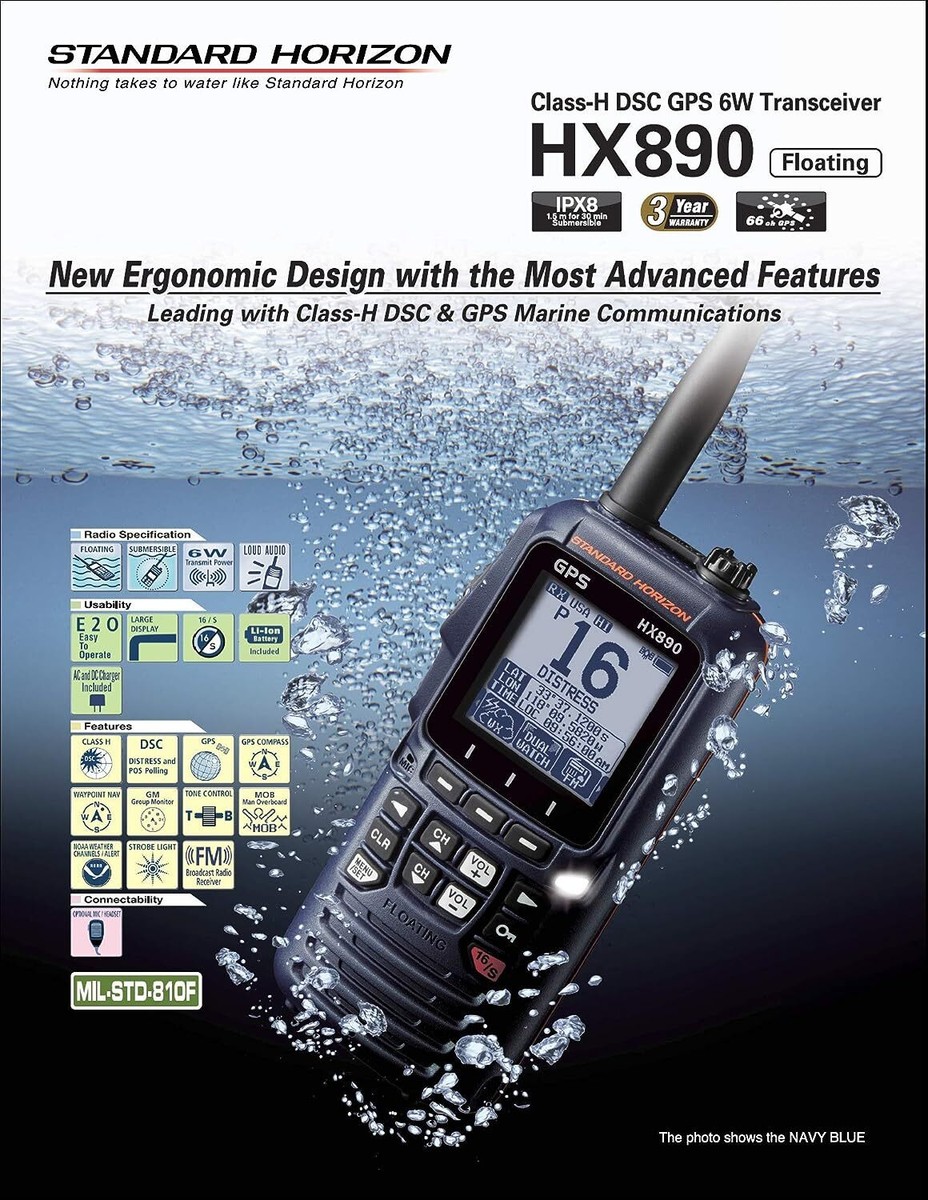 Standard Horizon Handheld VHF Radio w/ GPS Class H 6W DSC
