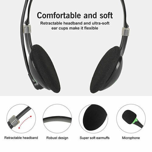 USB Wired Headset Computer Headphone with Microphone Noise Cancelling For Laptop - Zdjęcie 4 z 7
