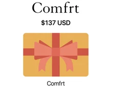 COMFRT viral sweatpants brand gift card value of $137 for $110 USD