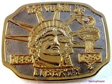 Vintage 100 Years of Liberty Statue of Liberty 2 Tone Belt Buckle
