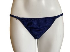 STRING BIKINI - ROYAL BLUE PANTIES-UNBRANDED - VTG 80 s