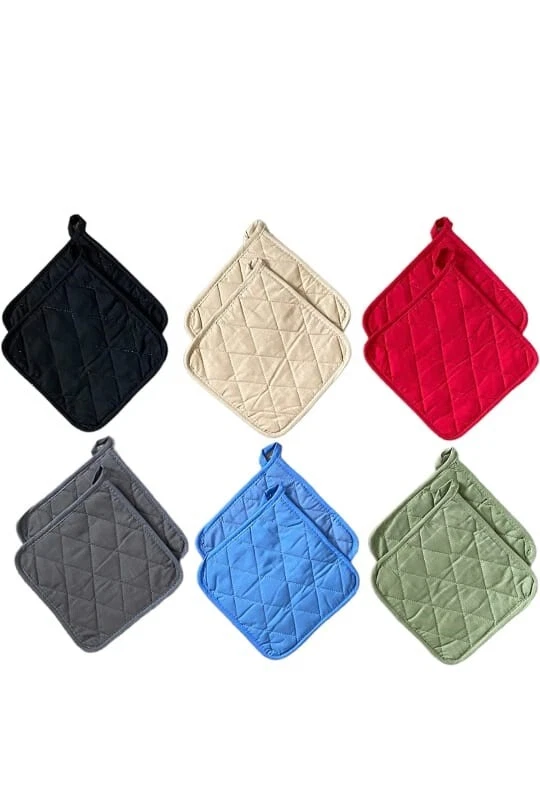 Potholder Pack of 12 - Heat Resistant Cotton 8x8 Kitchen Linens Multi Colors - Image 3 of 4