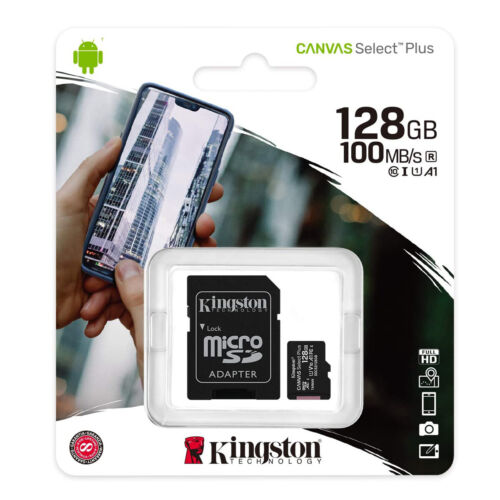 128GB microSD+Adapter für SD Speicherkarte Kingston Smartphone Speichererweiterung  - Bild 1 von 4