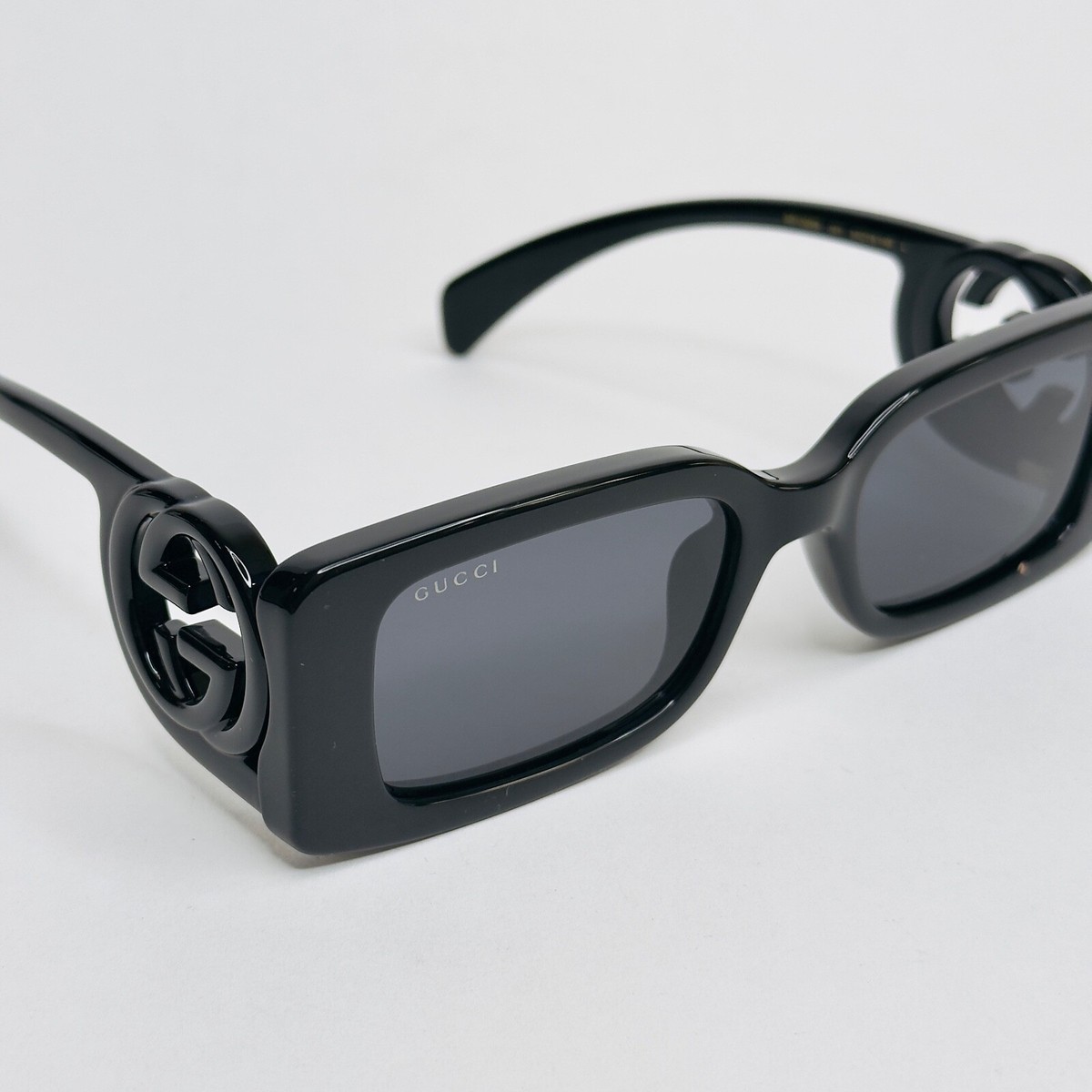 GUCCI Couture 1325 Black GG Logo 001 Narrow Fashion Rectangle