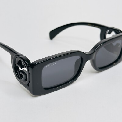GUCCI Couture 1325 Black GG Logo 001 Narrow Fashion Rectangle