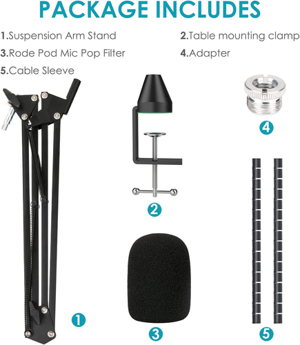 Rode Podmic Stand with Pop Filter - Microphone Boom Arm with Foam Windscreen Imp - 第 6/7 張圖片