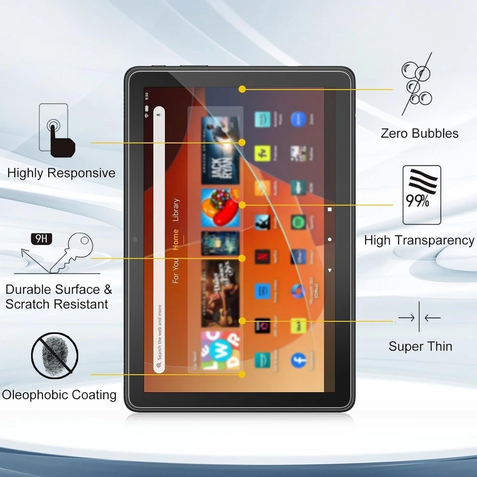 [Paquete de 2] Protector Pantalla Cristal Templado para Tablet 10.1" Fire HD 10 (13/11) Foto 2 de 4