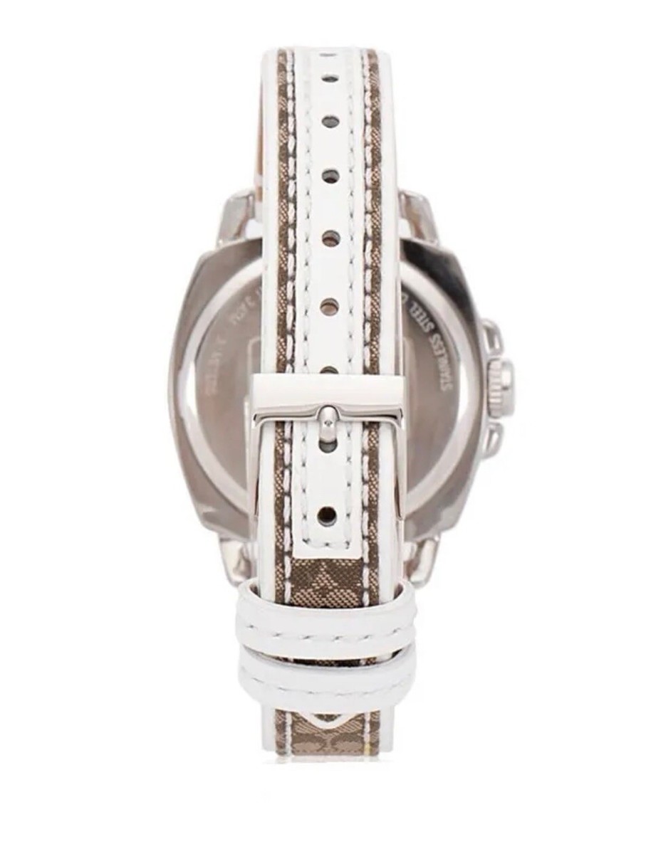 New Coach Boyfriend Women’s Stainless Steel Crystal Bezel Watch 14503148 Coach 14503148 Boyfriend Silver Tone Logo Dial Brown/White  main image 3
