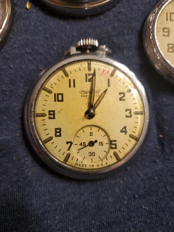 Lot 6 Ingersoll Pocket Watches Buck / SWEEPSTER/junior/ RADIO LITE eBay