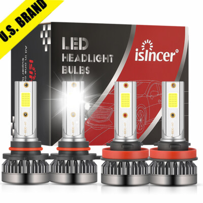 4x 9005+H11 LED Headlight Bulbs Combo 6000K White High Low Beam Kit Super Bright