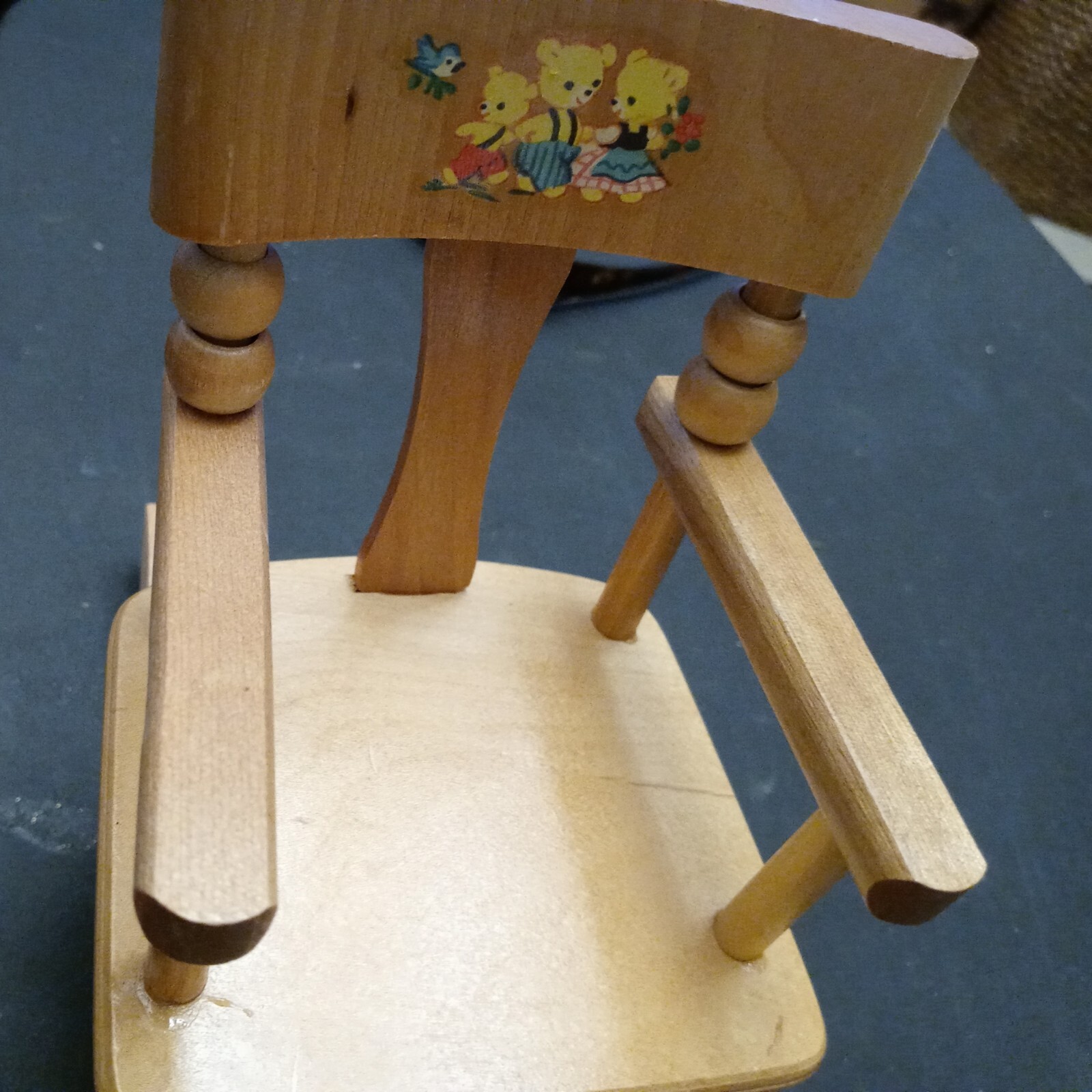 Vintage 1950's Strombecker Dollhouse Wood Rocking Chair w/Decal for 8