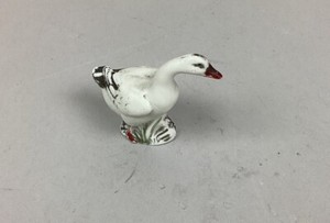 Vintage Porcelain Hand Painted Miniature Goose Figurine Standard Gauge - 1 7/8”