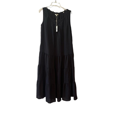 Max Studio Sleeveless Layer Ruffled Pocket Maxi Black NWT Women Size S Oversized - 第 1/8 張圖片