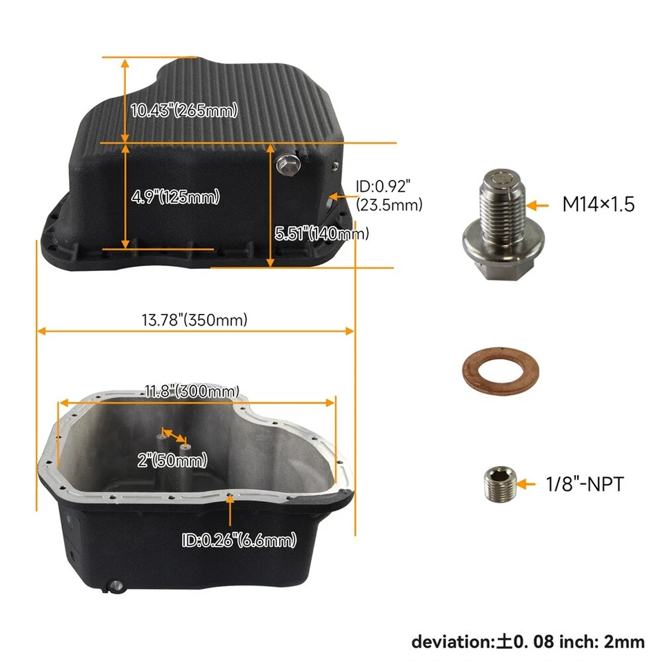 High Capacity Aluminum Oil Pan for Duramax V8 LB7 LLY LBZ LMM 6.6L 2001-2010 Foto 4 de 4