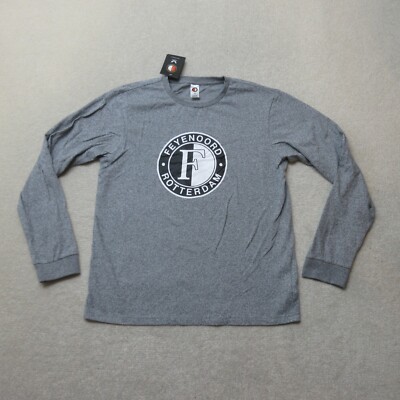 Feyenoord FC Pyjama Oberteil Herren Medium Grau Fußball Loungewear Freizeit Neu mit Etikett