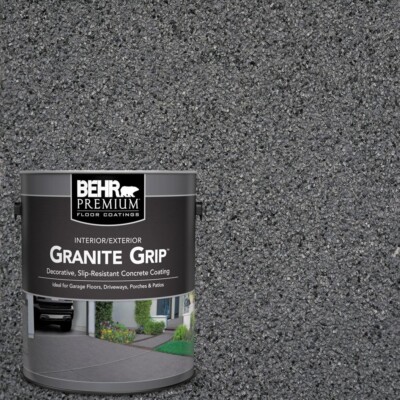 1 Gal Concrete Floor Paint Coating Gray Granite Non-Slip Garage Driveway Patio