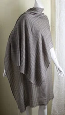 NWT Eskandar GINGHAM CHECK Natural Plaid Superfine Cashmere Scarf Shawl Wrap